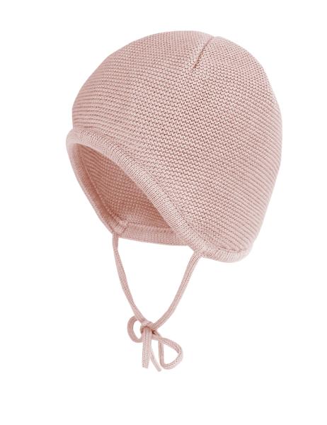 Maximo Baby-Mütze gestrickt GOTS softrosa 100% Baumwolle